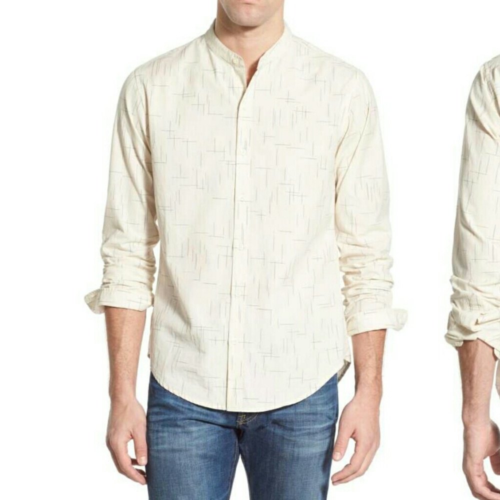 Bonobos Band Collar Print Large Button Down Shirt